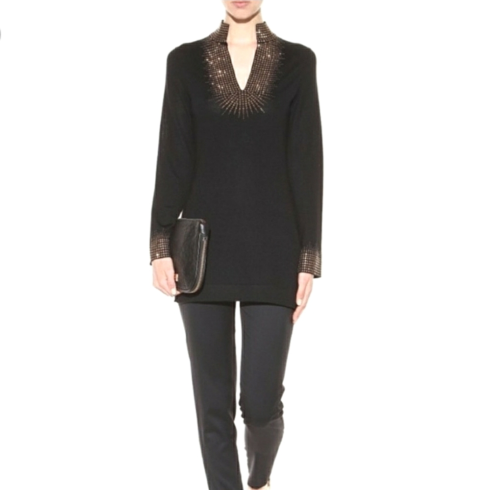 Tory Burch Black Tunic with Gold Detailing